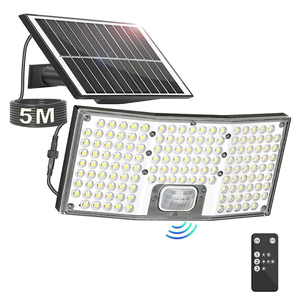146LED Solar Flood Light with Motion Sensor Split Design 3 Modes Outdoor Security Lighting IP65 Waterproof Remote Control (image for) 146LED Solar Flood Light with Motion Sensor Split Design 3 Modes Outdoor Security Lighting IP65 Waterproof Remote Control