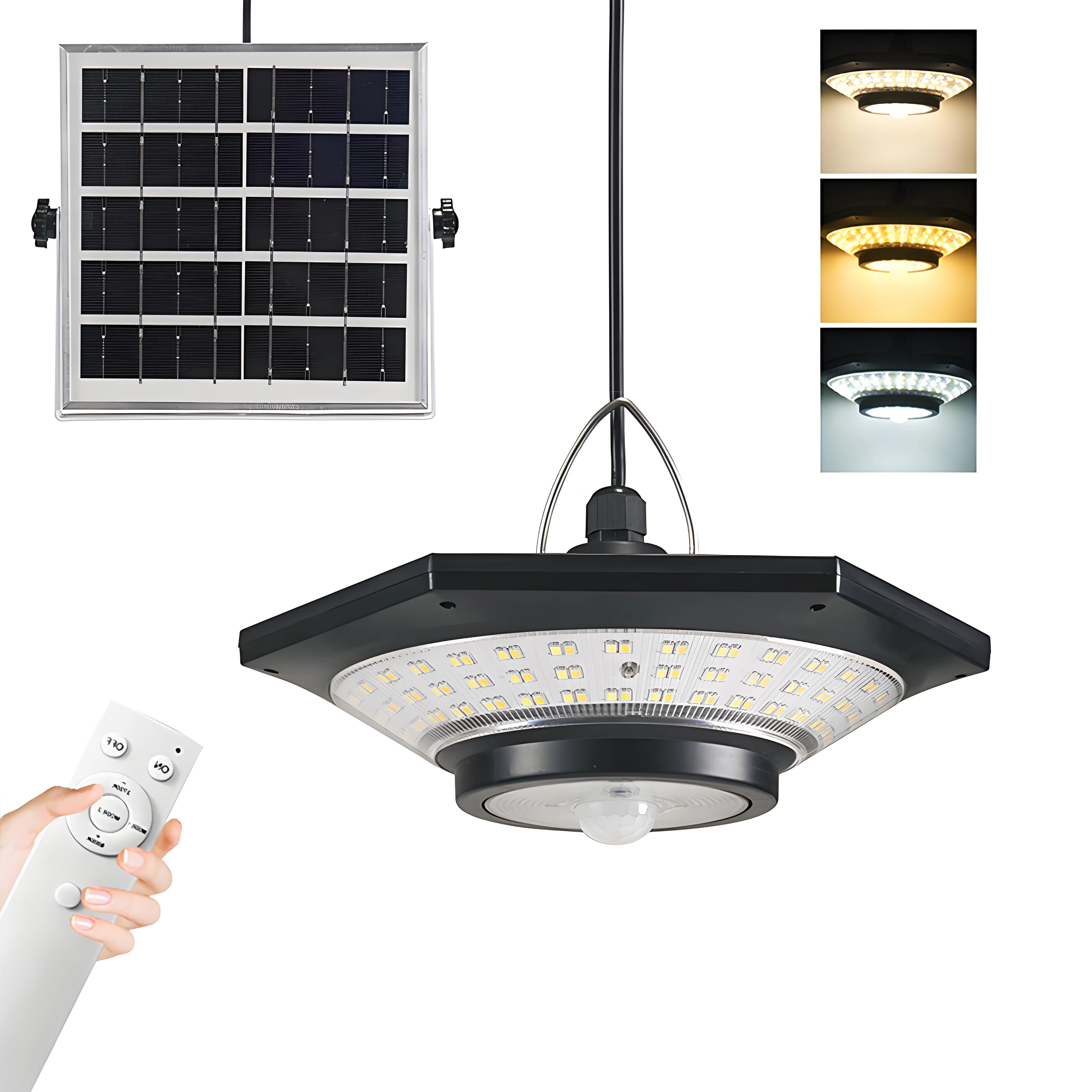 228LED Motion Sensor Solar Pendant Light Outdoor Waterproof with Remote Control 3 Modes Garden Light (image for) 228LED Motion Sensor Solar Pendant Light Outdoor Waterproof with Remote Control 3 Modes Garden Light
