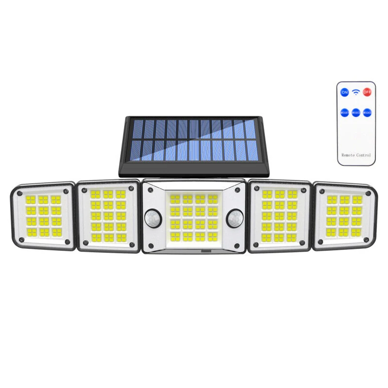 Solar Outdoor Lights Motion Sensor LED Flood Light 280LED 3500 Lumen 3 Modes Waterproof Solar Security Lights With Remote Control Exterior 5 Heads Wall Light (image for) Solar Outdoor Lights Motion Sensor LED Flood Light 280LED 3500 Lumen 3 Modes Waterproof Solar Security Lights With Remote Control Exterior 5 Heads Wall Light